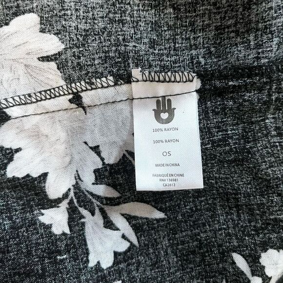 Spiritual Gangster Black Grey Floral Robe OS - Picture 5 of 7